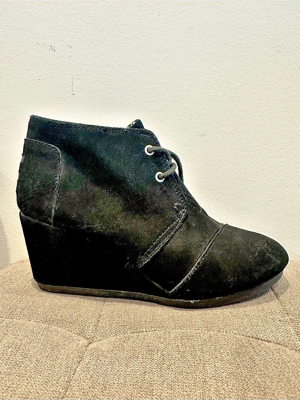 TOMS Desert Wedge Bootie Black Wedge Booties US 6